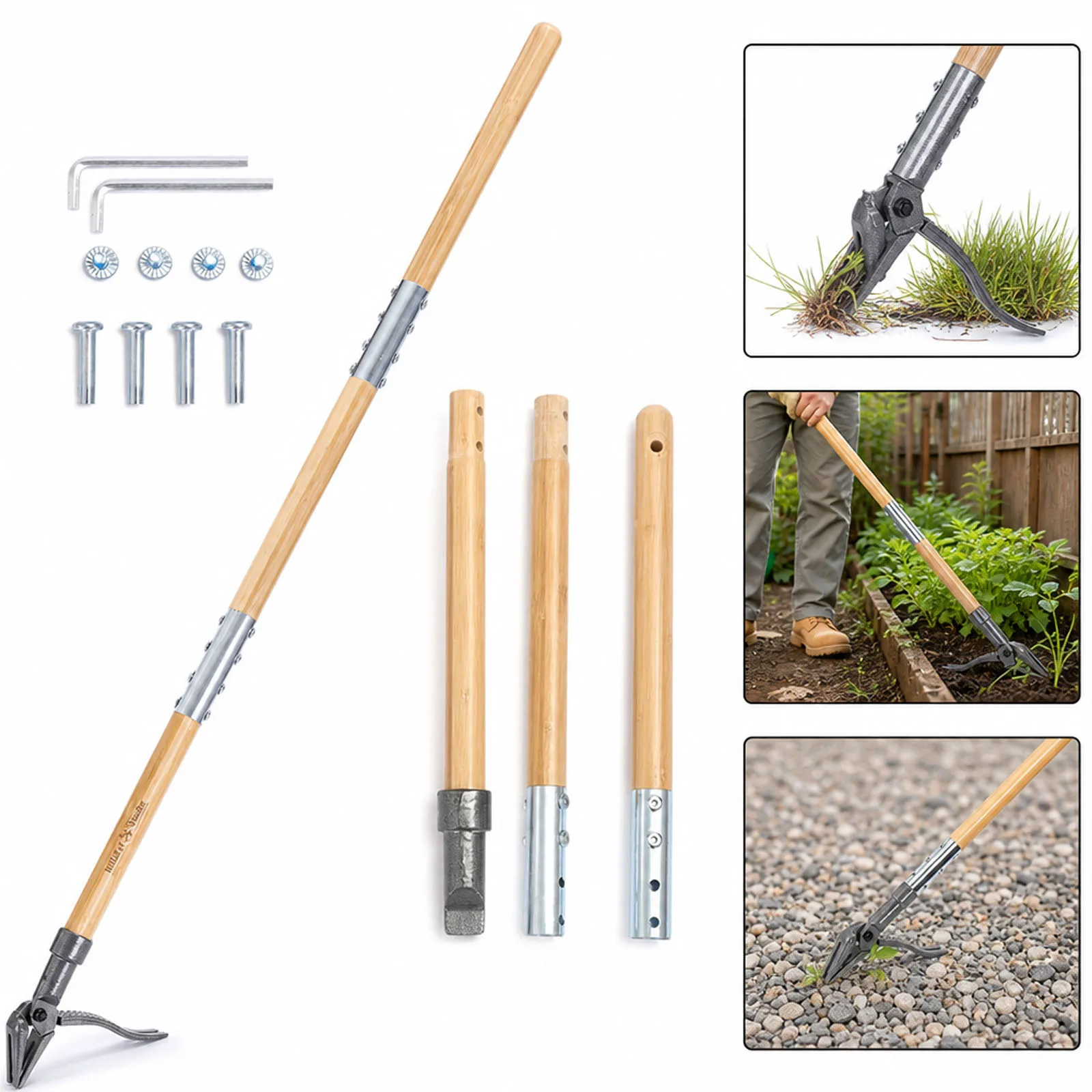 Long Handle Manual Weeder Tool Garden Hand Tool for Pulling Weeds Durable Steel Pruning Tool for Home Garden