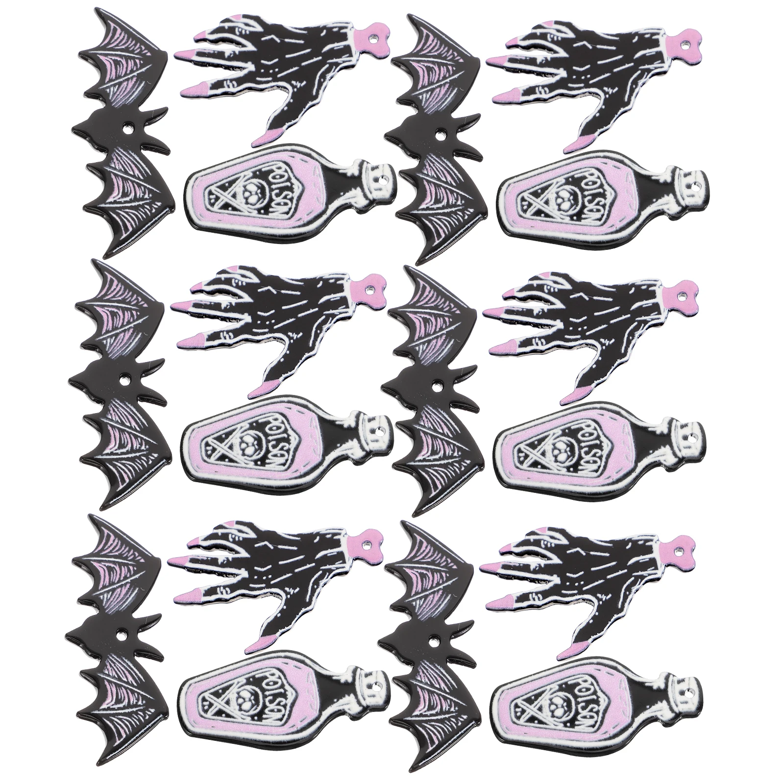 

30 Pcs Halloween Decorations Skull Claw Hanging Pendant Jewelry Making Charm Black Acrylic