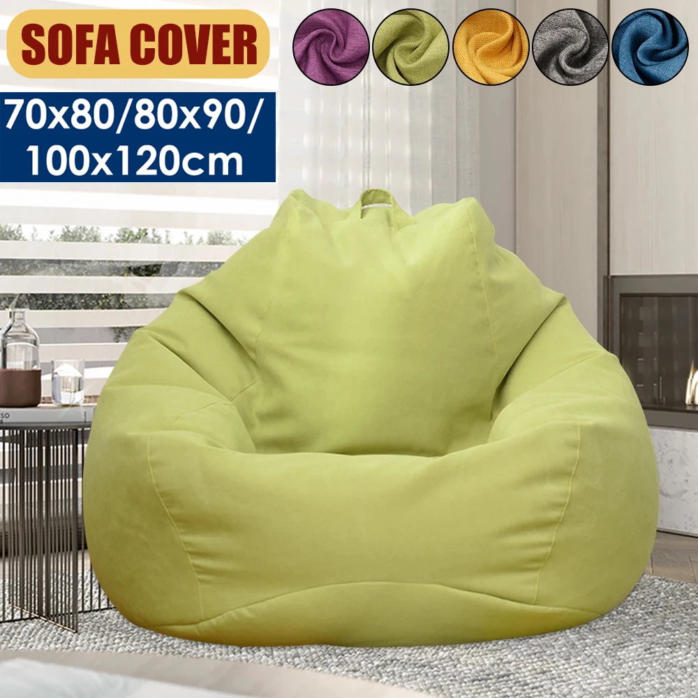 Lazy Sofa Cover Solid Chair Covers Without Filler Linen Cloth Lounger Seat Bean Bag Pouf Puff Couch Tatami Living Room Bean bags