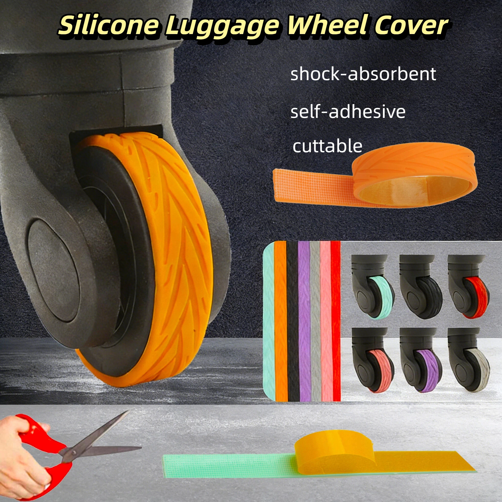 4/8Pcs Silicone Luggage Wheels Covers Durable Suitcase Wheel Protector Spinner Wheels Caster Shoes Silent Noise Chair Wheel Wear