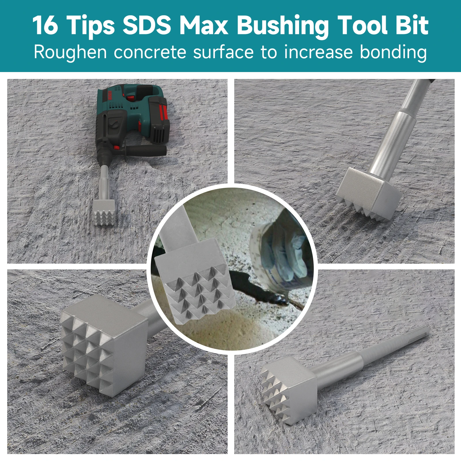 SDS Max Square Head Round Shank Alloy Steel Drill Bit Multifunctional Concrete Breaker Head For Chisel Cement Wall Ground