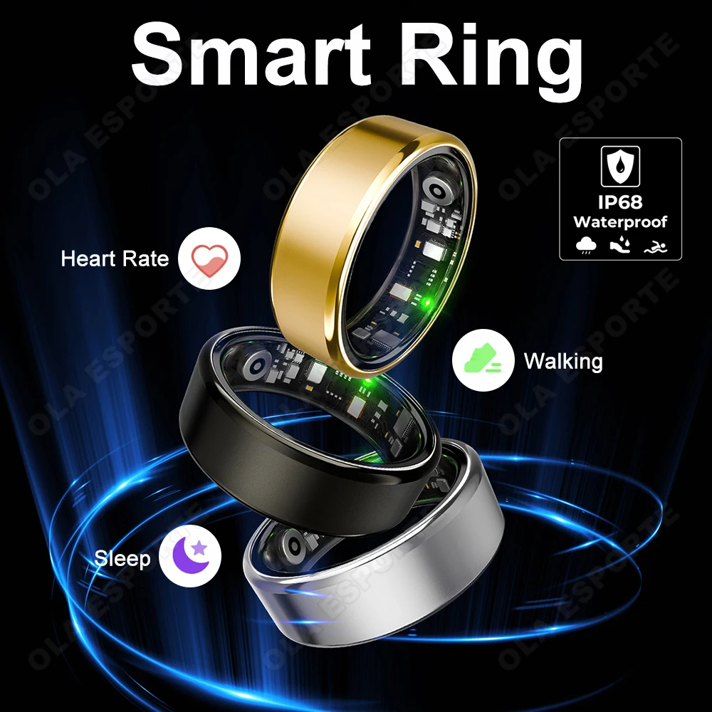 

Новинка 2023 года, умное кольцо, Bluetooth-соединение, мониторинг здоровья сна, 5 АТМ, водонепроницаемое, несколько спортивных режимов, фитнес-кольца, шагомер