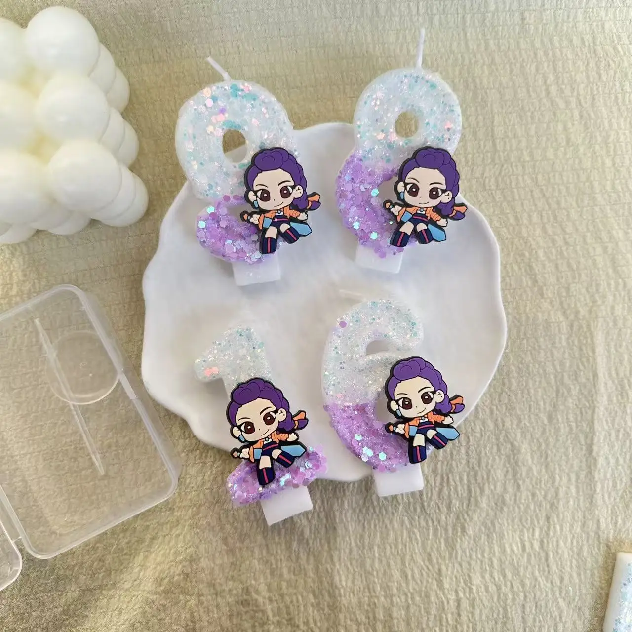 Witch Hunter Group Birthday Number Candle Holiday Cake Decoration Props Purple Glitter Creative Candle Party Supplies Theme Gift view 4