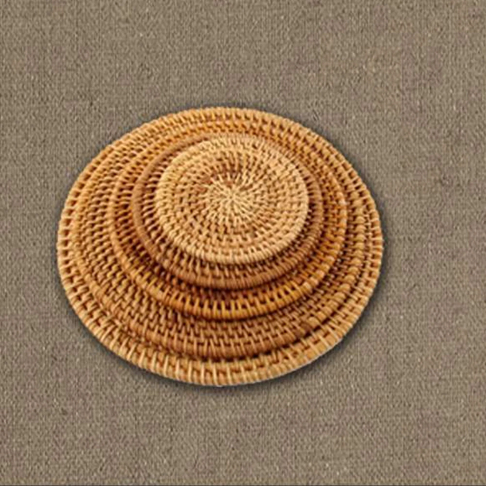 

rattan coaster cup mat cup holder round pad heat resistant coaster