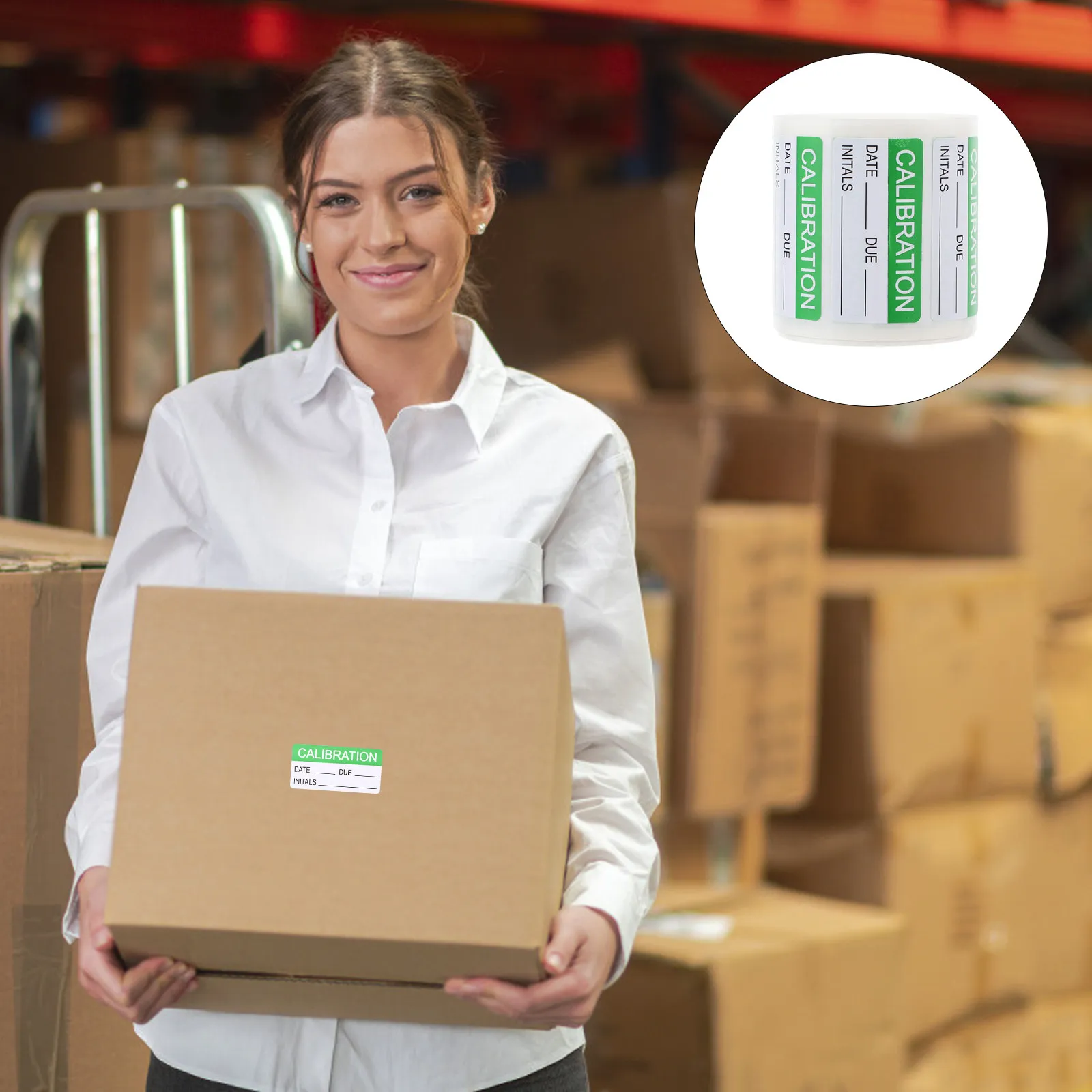 

300Pcs Calibration Labels Roll Self-Adhesive Write- -Gloss Adhesive Stickers for Quality Control Warehouse Inventory