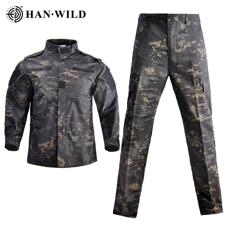 2Pcs Men Militar Uniform Army Tactical Military Soldier Outdoor Combat Camouflage Clothes Pant Training 2XL Sweat Suit 12 Color