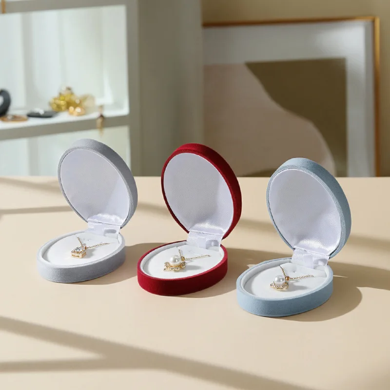 Wholesale Portable Flocking Velvet Jewellery Box Ring Necklace Pendant Storage Case Jewelry Shop Display Packaging Gift Box