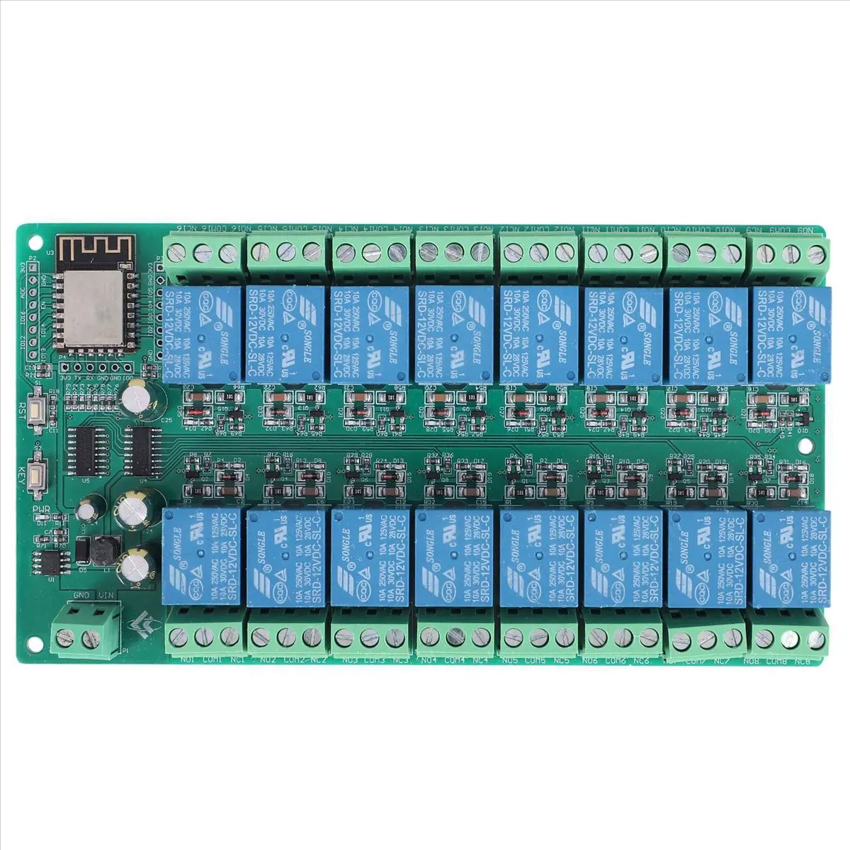 A64K ESP8266 WIFI 16 Channel Relay Module ESP-12F Development Board Power, 16 Way Relay Module, Supply Mode 12V