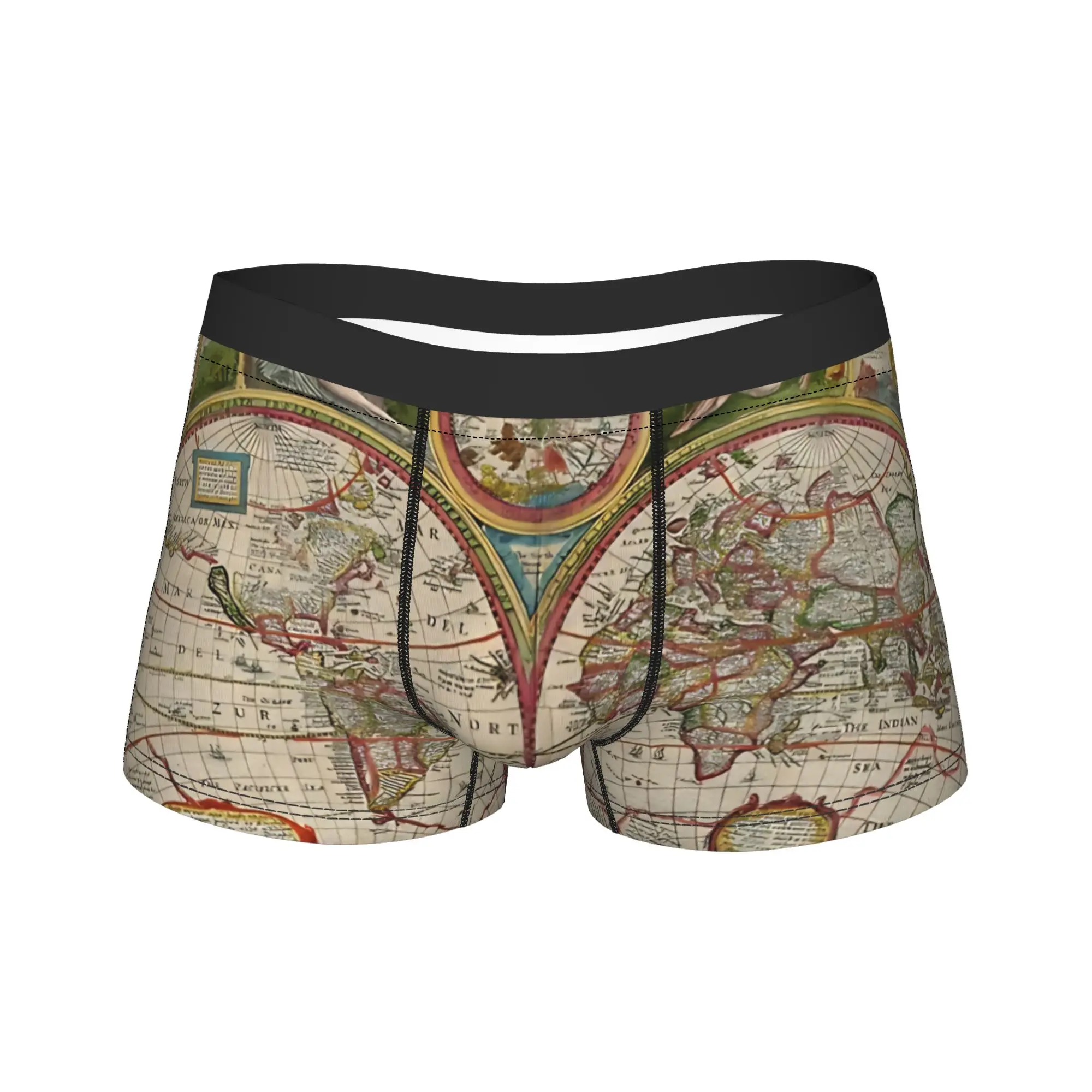 

Винтажные трусы-боксеры с картой мира, мужские трусы-шорты, классические шорты, подарок на день рождения