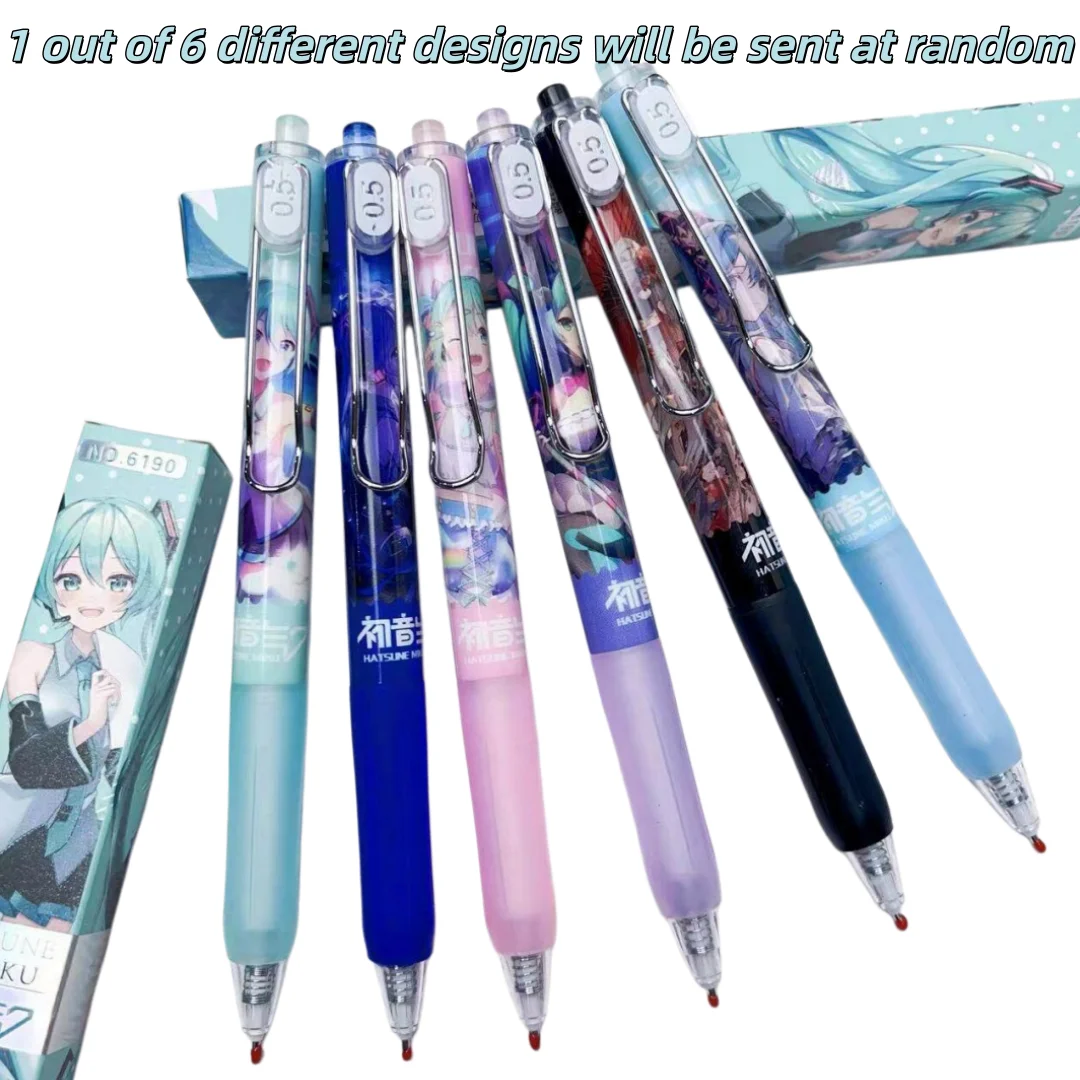Hatsune Miku Blind Box Gel Pen, 1 Random Pen, Retractable Black Ink Pen for School & Office, Cute Anime Stationery Gift for Fans