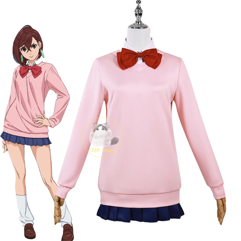 Anime Momo Ayase Cosplay Costume Dandadan Sweater Skirt School Uniform Wig Earrings Choker Socks Christmas Party for Girls Women