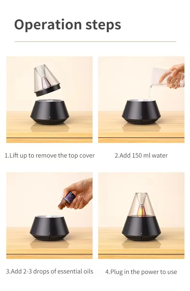 Portable Aroma Diffuser USB TYPE-C Air Humidifier Essential Oil Cold Mist Maker Sprayer Home Office Bedroom Remote Control