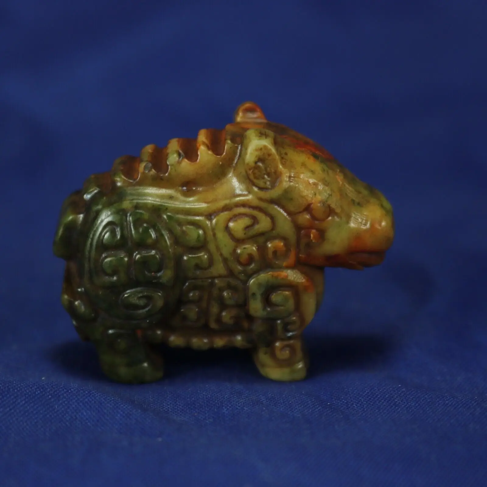 Antiques Chinese Jade Hand Carved Divine beast Horse Statues Amulet