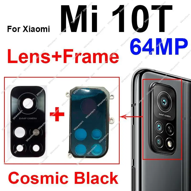 For Xiaomi Mi 10T Mi 10T Pro Rear Camera Lens Glass Cover Back Main Camera Lens Frame Sticker Replacement