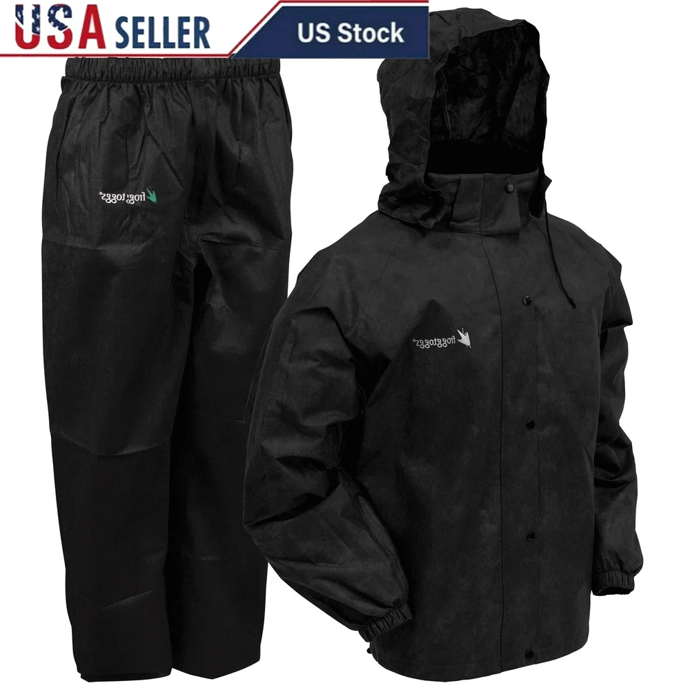 

All Purpose Waterproof Rainsuit with Adjustable Hood Full Length Jacket Elastic Cuffs Elastic Waist Straight Leg Perfect Outdoor