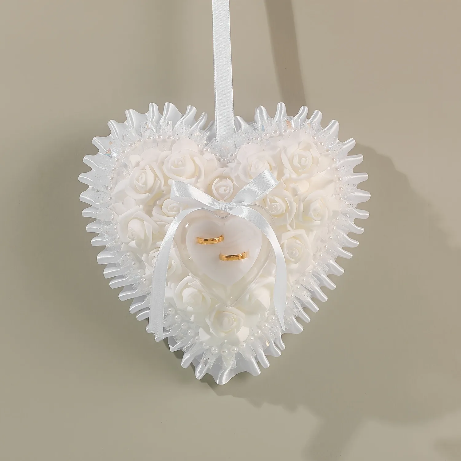 Sincere wedding proposal ring pillow for the groom, bride's ring pillow, heart-shaped romantic proposal and wedding props