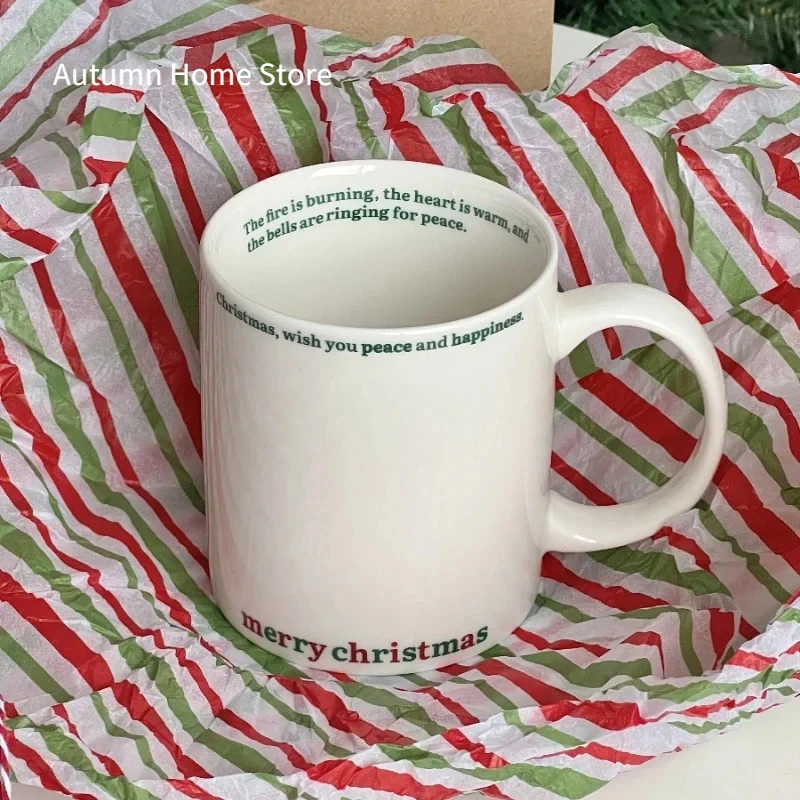 

Original Christmas Gift English Letter Ceramic Mug Minimalist Festive Coffee Cup Cups and Mugs Coffee Cup Set