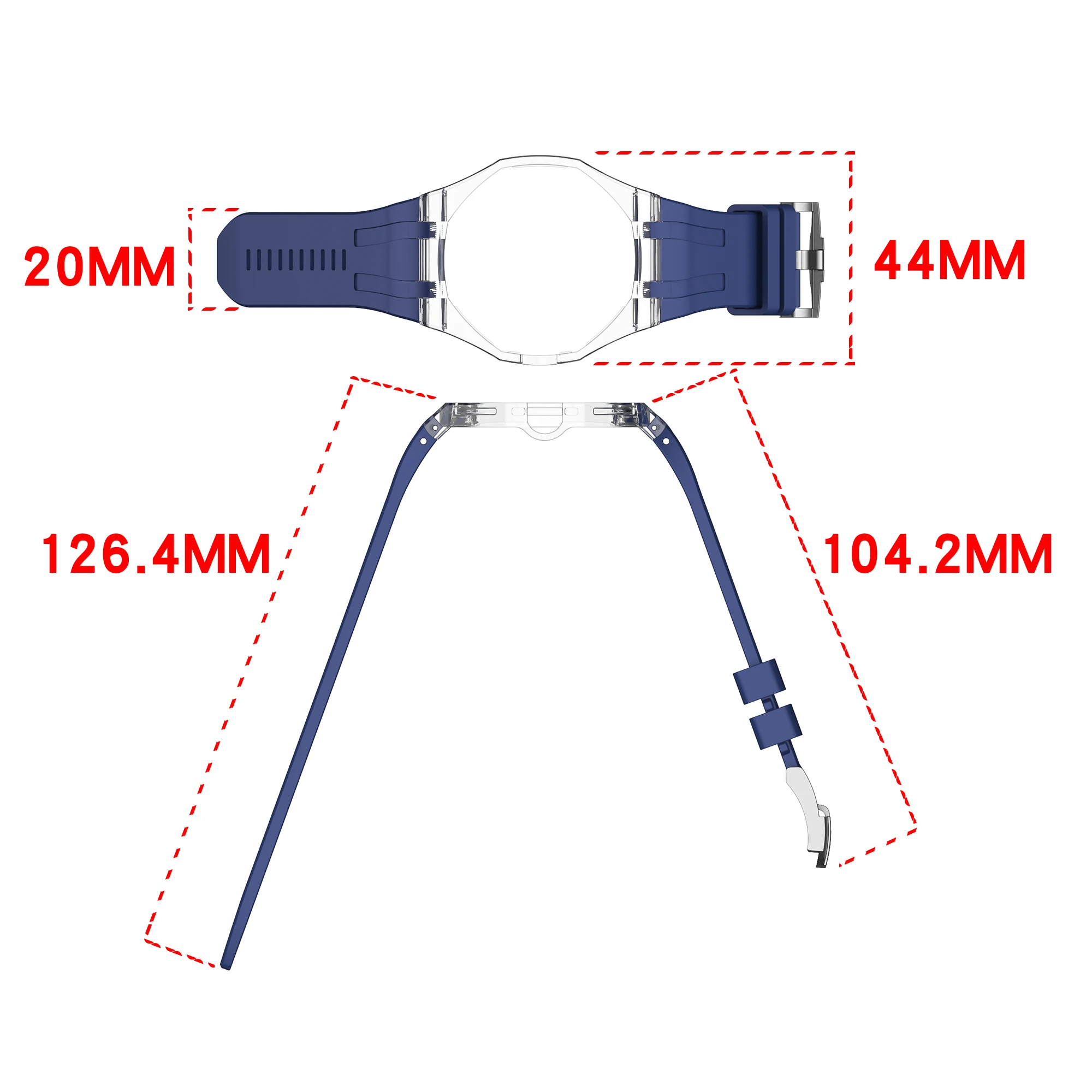 Transparent Case+Liquid Silicone Strap Modification Kit for Swatch X AP Royal Pop Watch Bracelet Swatch X AP Royal Pop Correa