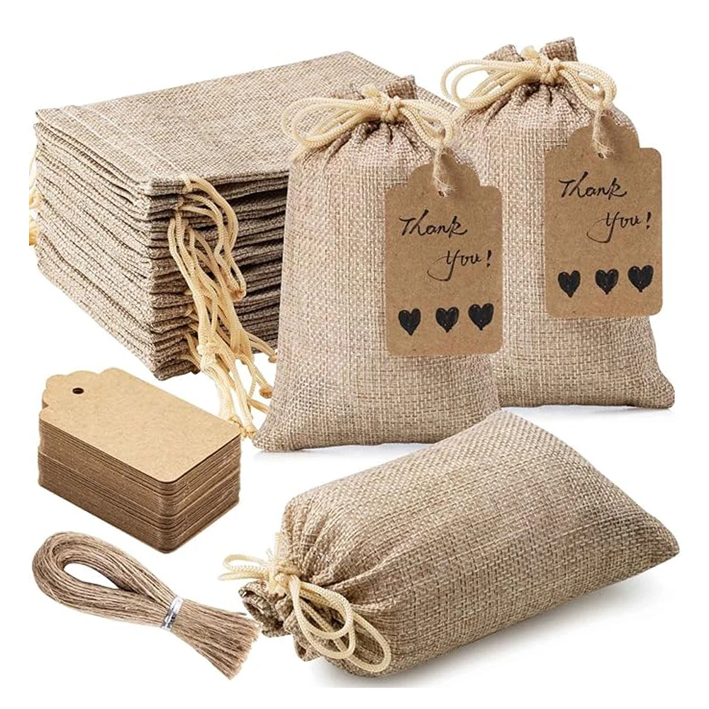 

50PCS Burlap Gift Bags with Drawstring Jute Bags Linen Sacks Storage Bags Burlap Bag for Wedding Favors Party Jewelry Pouches