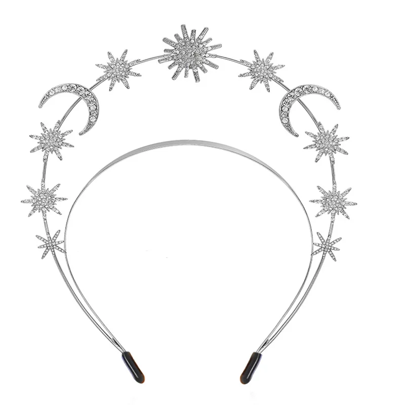 ZANLLOY Fashion Metal Moon And Stars Handmade DIY Design Hairband Bridal Crown Wedding Headdress Jewelry