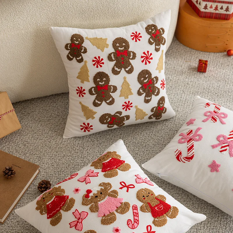 Christmas Supplies Cushions Cover Home Christmas Decoration Embroidery Tufted Snowflake Pillow Cover for Living Room Sofa Party view 2