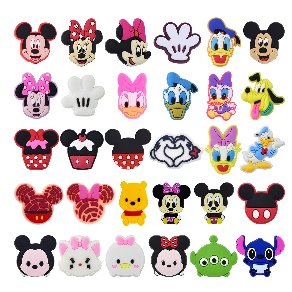 1/30pcs Popular Cute Cartoon Mouse PVC Shoe Charms For Slides Sandals Soft Rubber Clog Accessories DIY Custom Decoration Gift