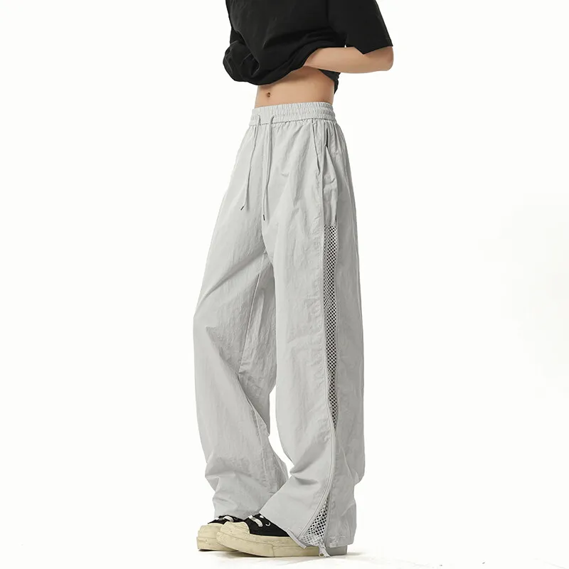 Hakhanbe Me Breathable Qui Dry Neutral Sle Casual Pants Spring Summer American Hip Hop High Street Loose Straight Leg E...