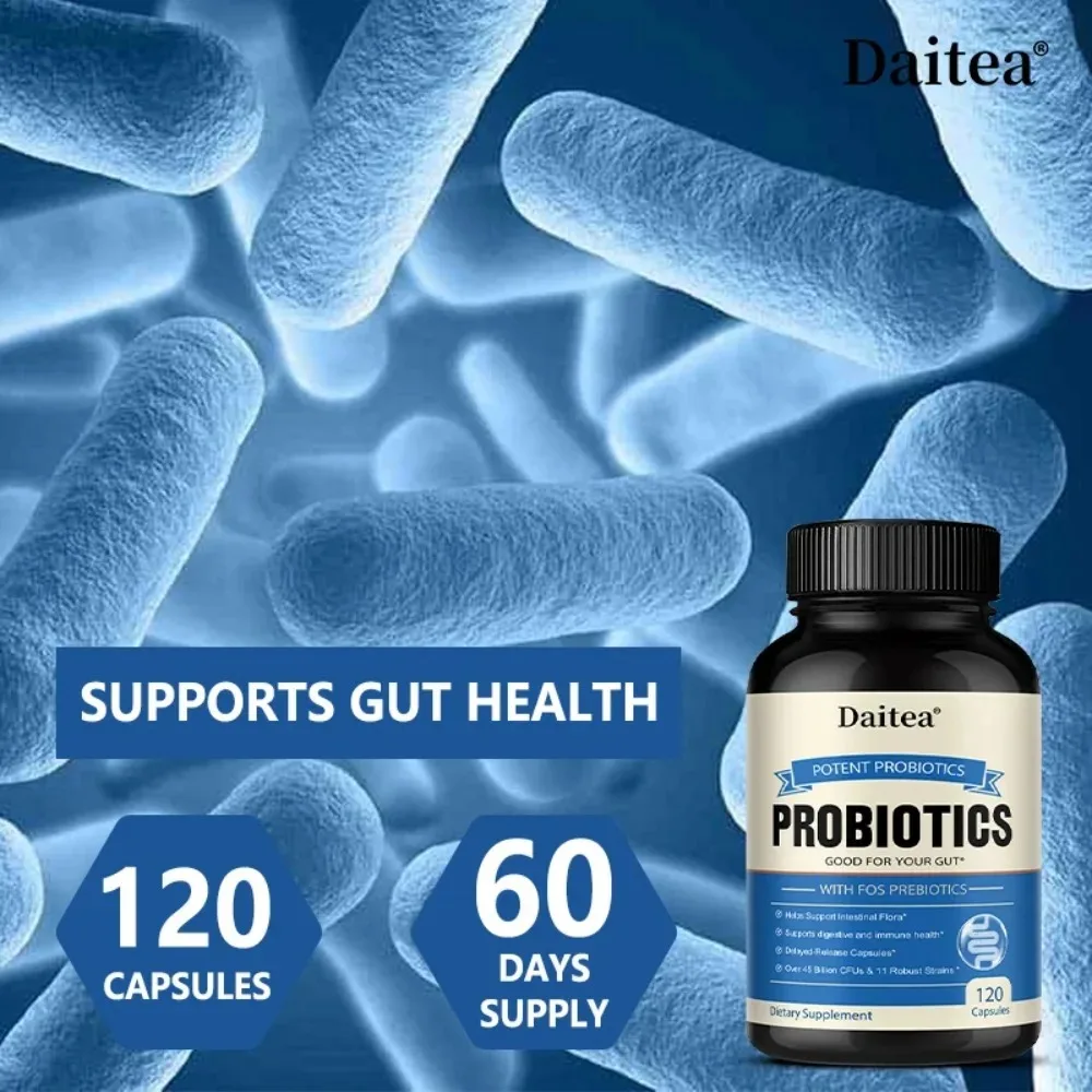 Probiotics 45 Bilion CFUs with Prebiotics, Supports Immune, Gut Health for Women & Men - 120 Capsules