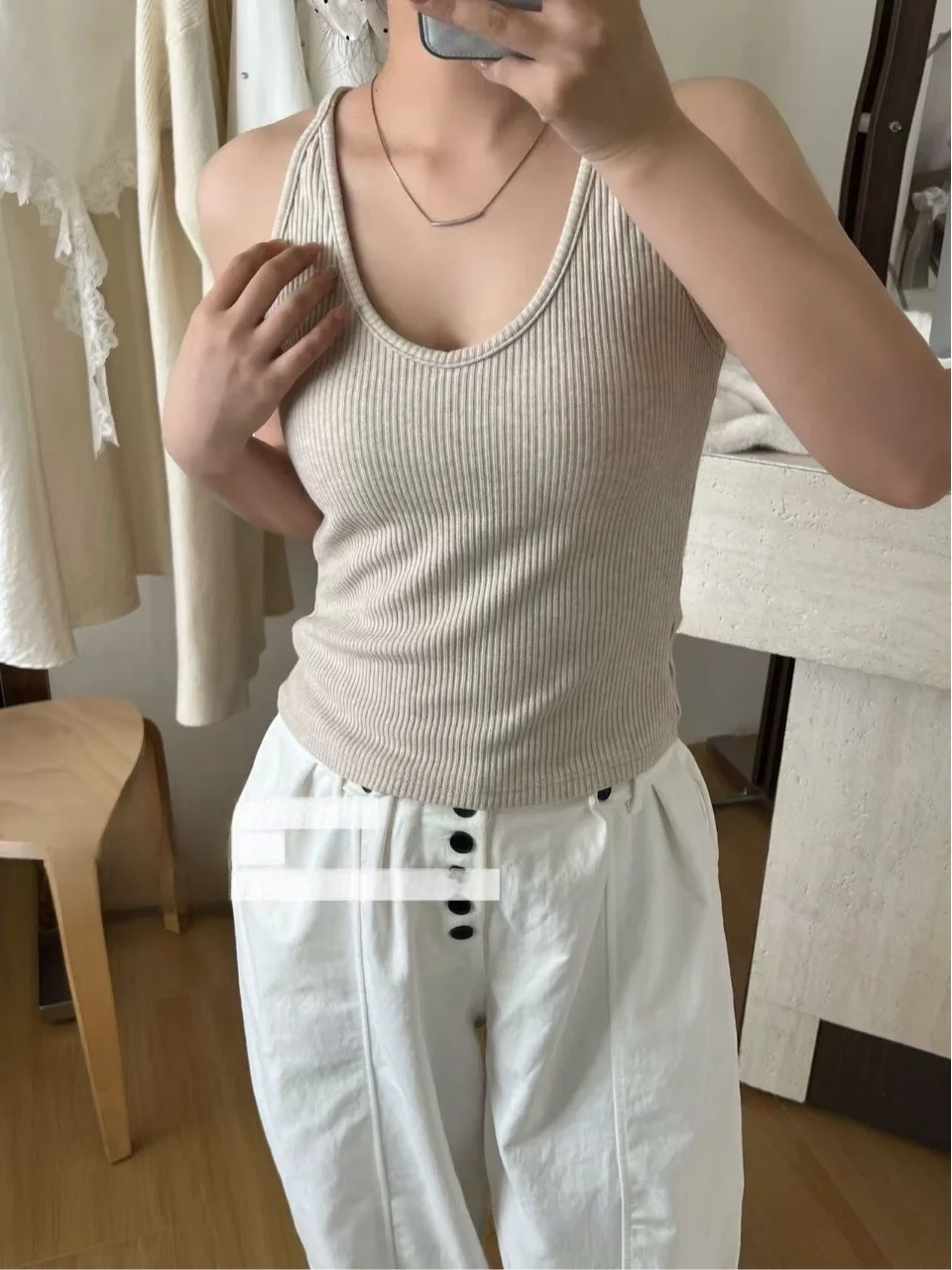 Fashionable Comfortable One-Piece Fixed Cup Vest Strap Trendy Slimming Chic Dongda Gate New Arrival Women's Underwear Tank Top