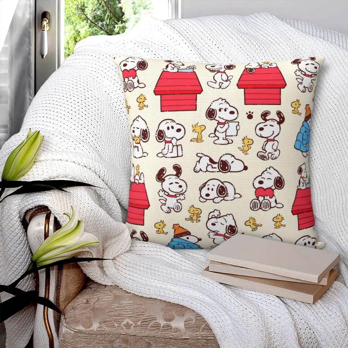 

Наволочка с рисунком Snoopys, полиэстер, чехол для подушки, украшение, наволочка, домашний квадратный чехол 45*45 см