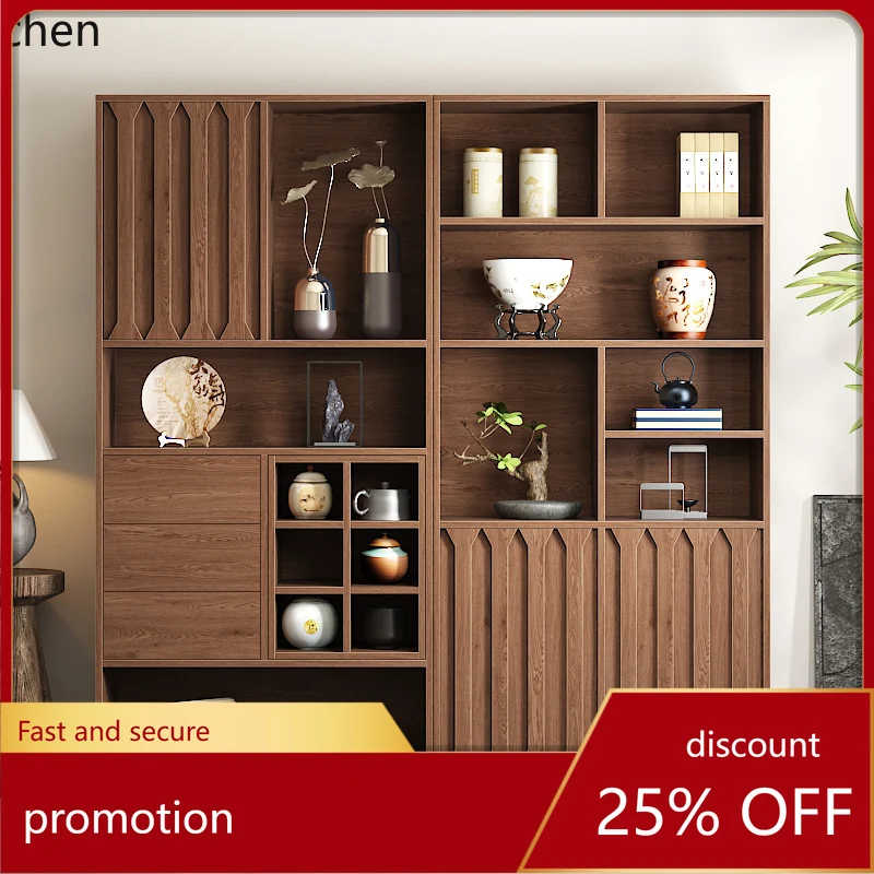 ZML retro Bo solid wood new Chinese display cabinet living room tea set tea cup storage rack
