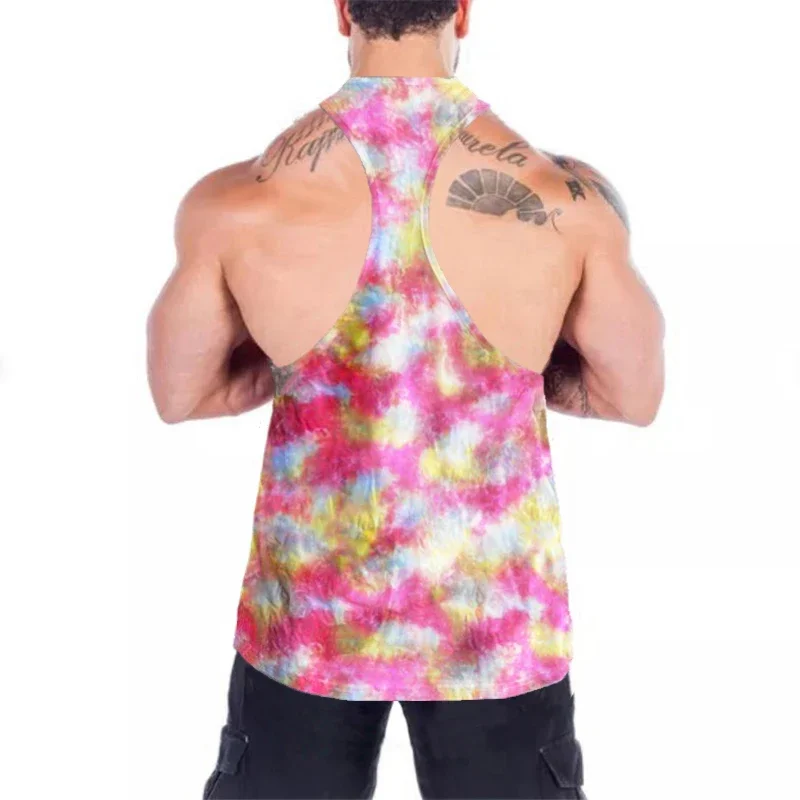 عادي التمويه رجل كمال الاجسام تانك القمم Y-الظهر اللياقة البدنية Singlets الصيف سريعة الجافة القمم الصالة الرياضية تجريب أكمام العضلات القمصان