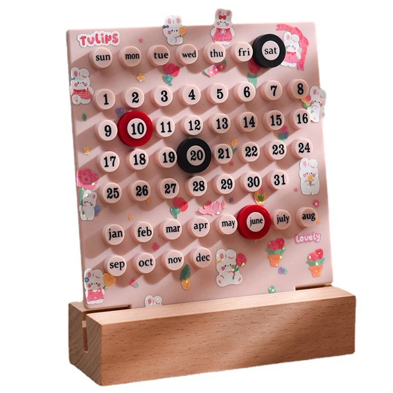 1pc Calendar DIY Time Perpetual Table Calendar Manual Acrylic Desk 3 Ring Date Record Gift Set Handmade Diy Ring Desk Calendar