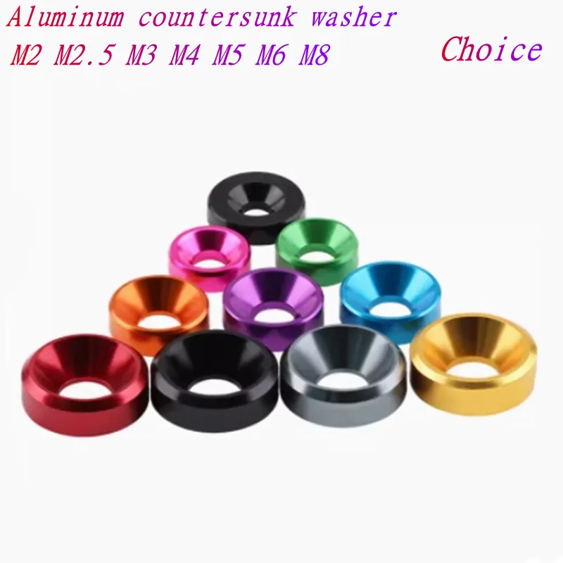 10pcs/lot aluminum countersunk washer m2 m2.5 M3 M4 M5 M6 M8 colourful Anodized Countersunk Head Bolt Washers Gasket