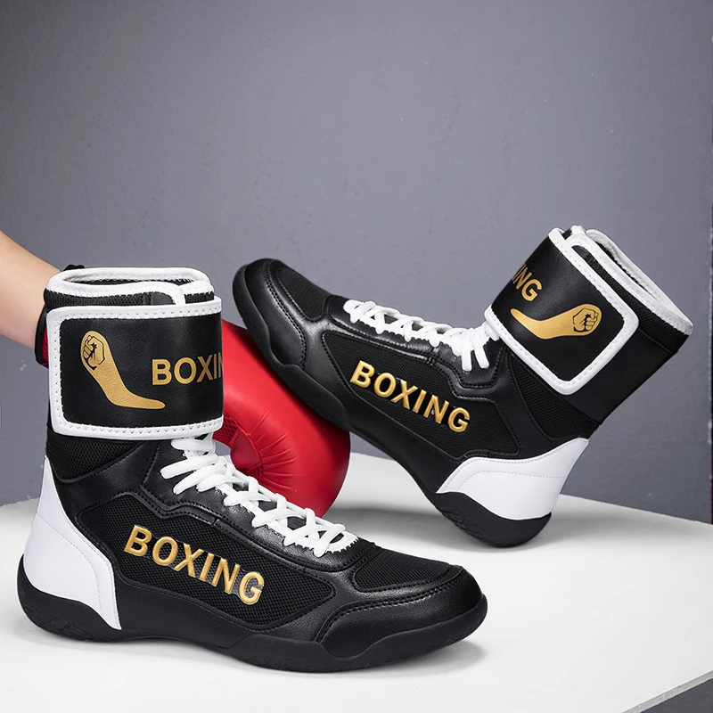 New Stable Support Anti-collision Boxing Shoes Outdoor Wear-resistant Flexible Sports Shoes Lightweight Elastic Wrestling Shoes