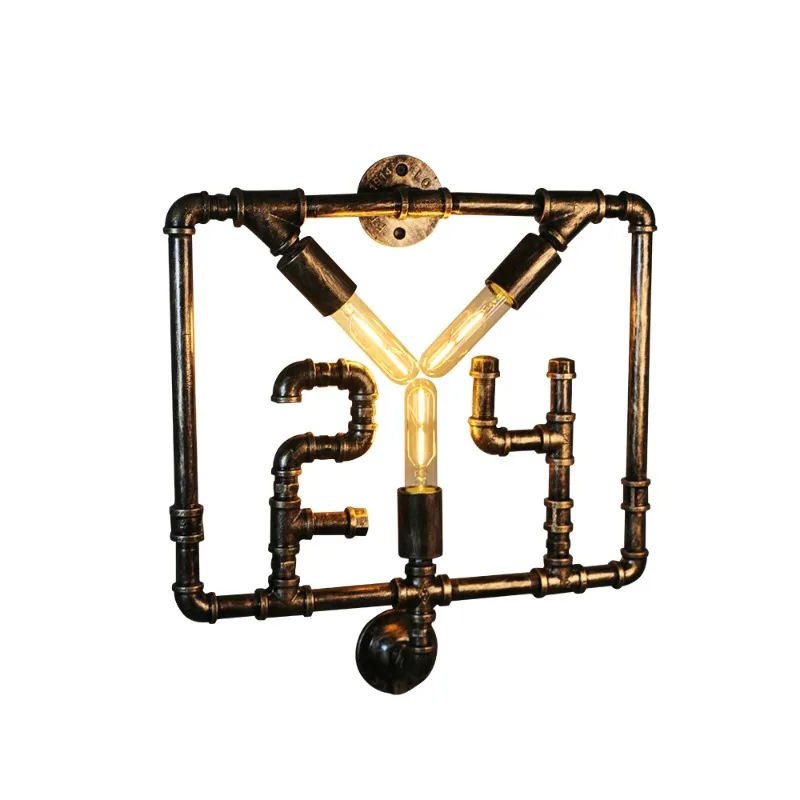 No. 24 industrial wind wrought iron wall lamp American retro creative personalized water pipe wall lamp