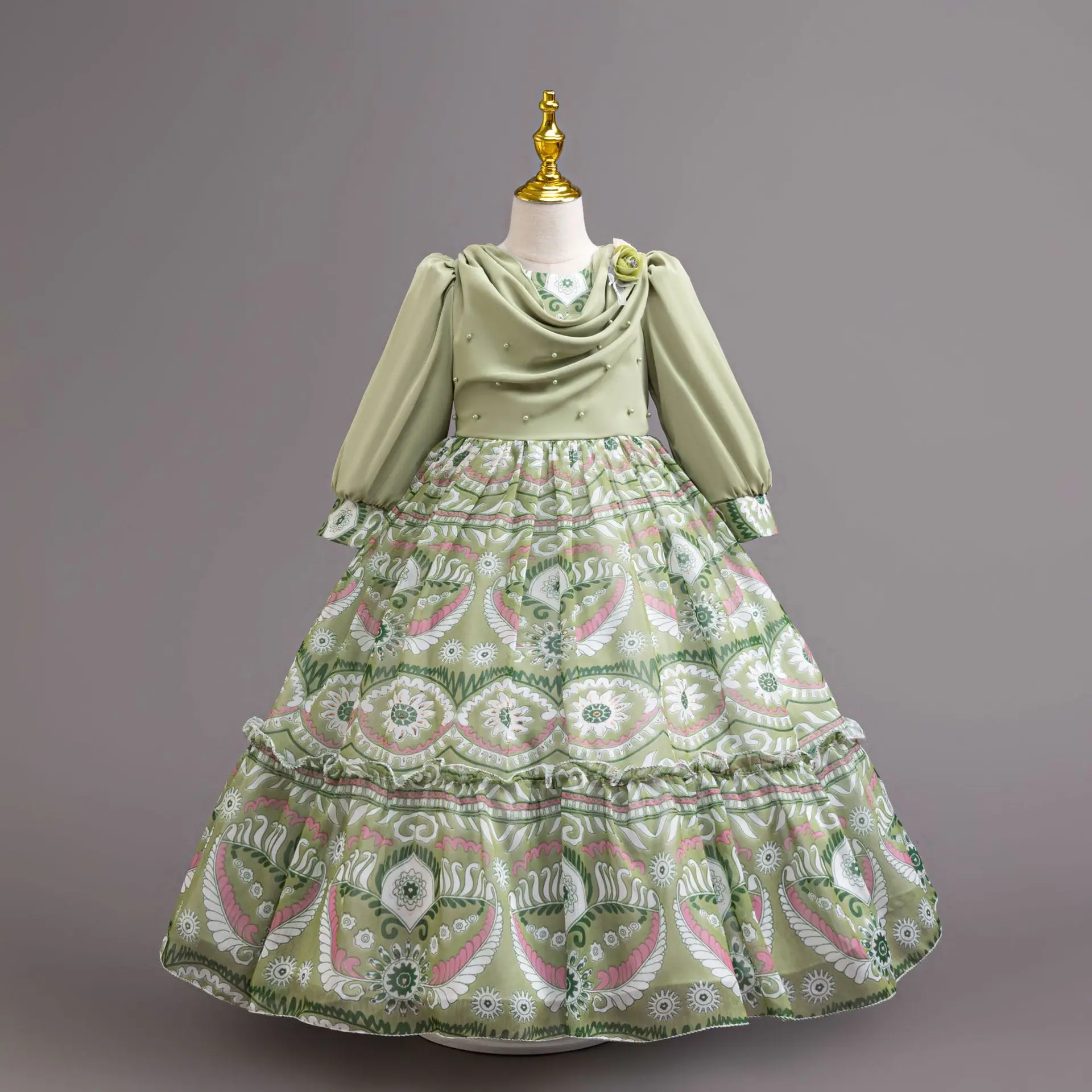 فستان رسمي للفتيات من HETISO أزياء أعياد ميلاد للأطفال من الشيفون لحفلات الزفاف وحفلات الزفاف فستان أطفال عتيق مزين بالزهور من 3 إلى 12 سنة