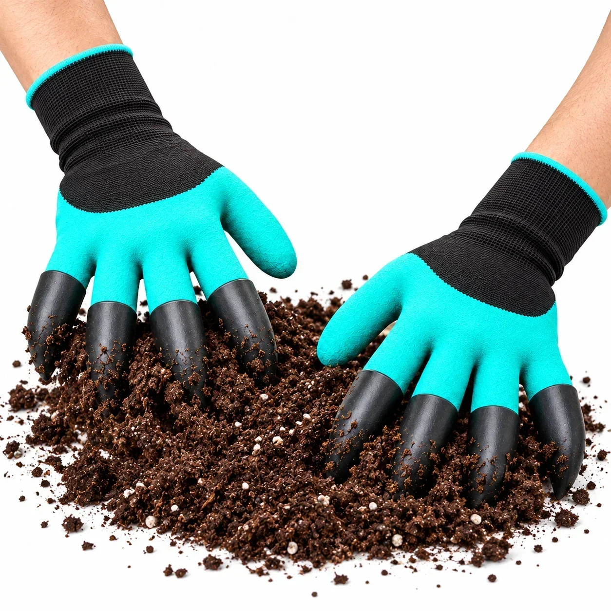 Garden Claw Gloves Pair 8 Plastic Claws on Both Hands for Digging Weeding Planting Soil Loosening Transplanting 3 Colors