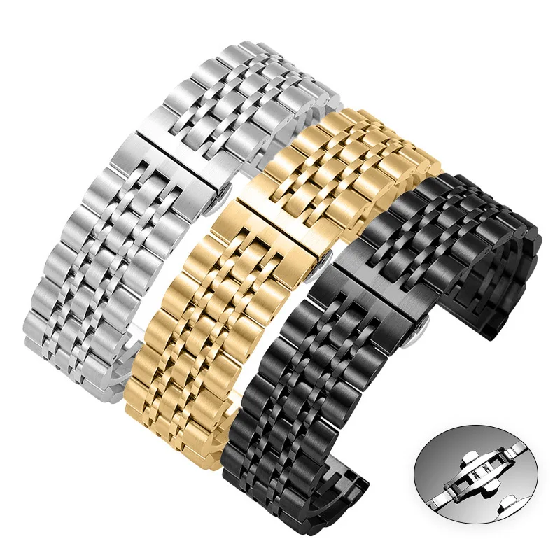 

Seven Beads Quick Release Stainless Steel Watch Band Compatible with Samsung HuaweiGT3Solid Metal Watch Strap Butterfly Buckle20