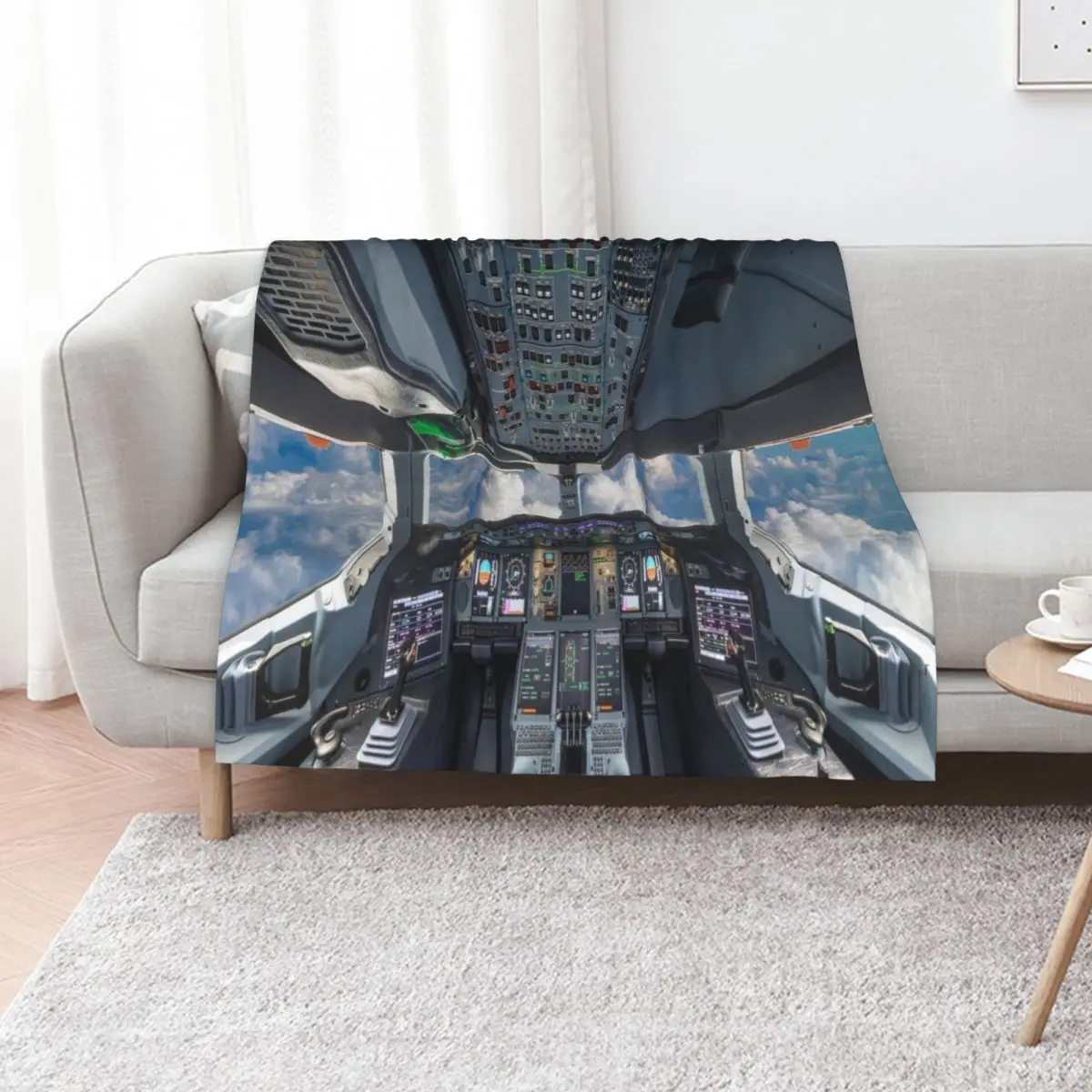 Airbus A380 Cockpit Throw Blanket Decoratives Heavy Luxury Thicken Summer Beddings Furry Decorative Sofas Blankets