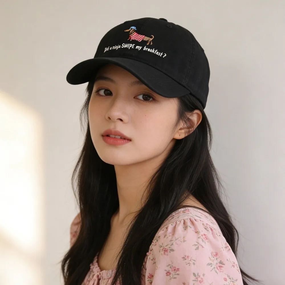 

Adjustable Dachshund Baseball Cap Sunscreen Hip-hop Embroidered Peaked Hat Korean Style Versatile Couple Sunshade Casquette