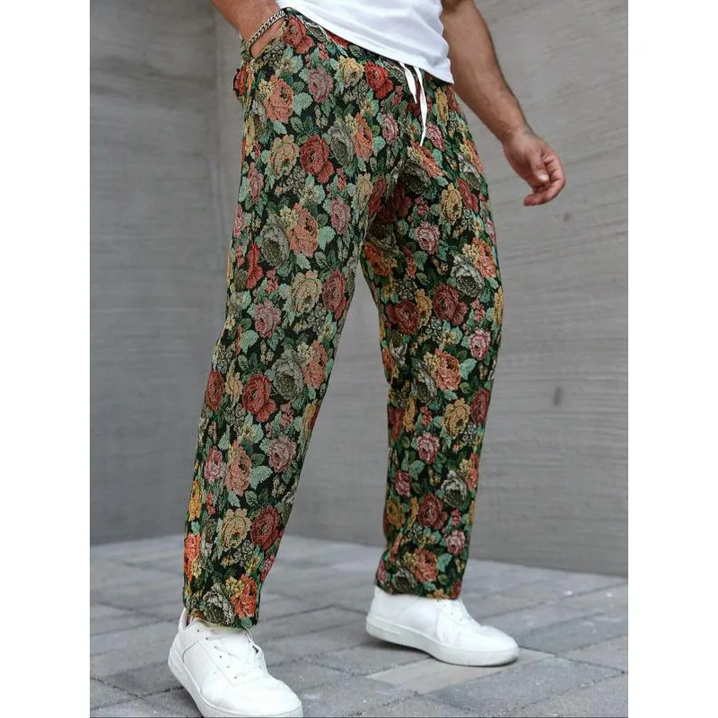 

Floral Pattern Men's Long Pants Winter Season Cotton Trousers Comfortable Fit Men's Clothing Cross-Border E-Commerce