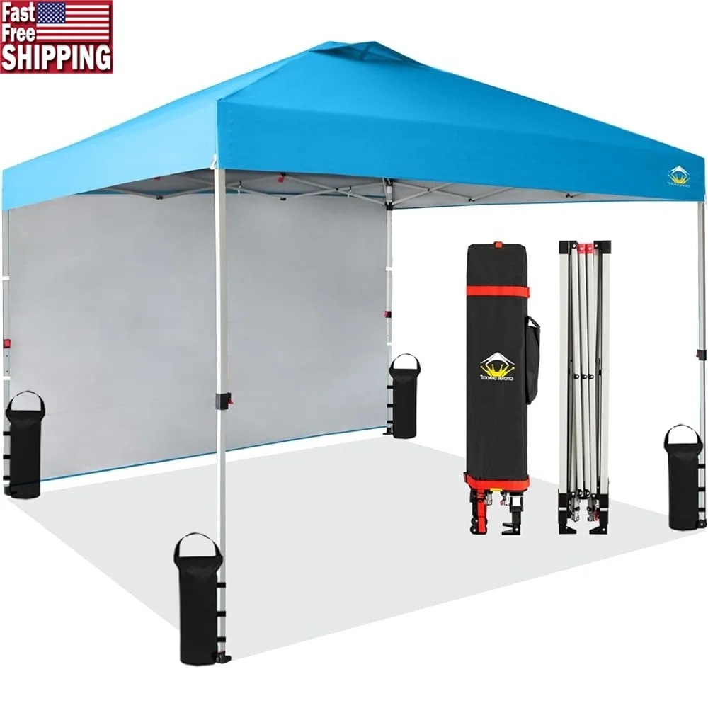 

10x10 Instant Canopy Tent Push Button Setup Outdoor Shade with Side Wall Portable Camping Events Durable Water Resistant Fabric
