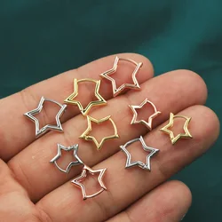 Fashion Smooth 3 Color Hollow Star Hoop Earrings Simple Cute Small Geometry Piercing Huggie Earring For Women Daily Wear Jewelry