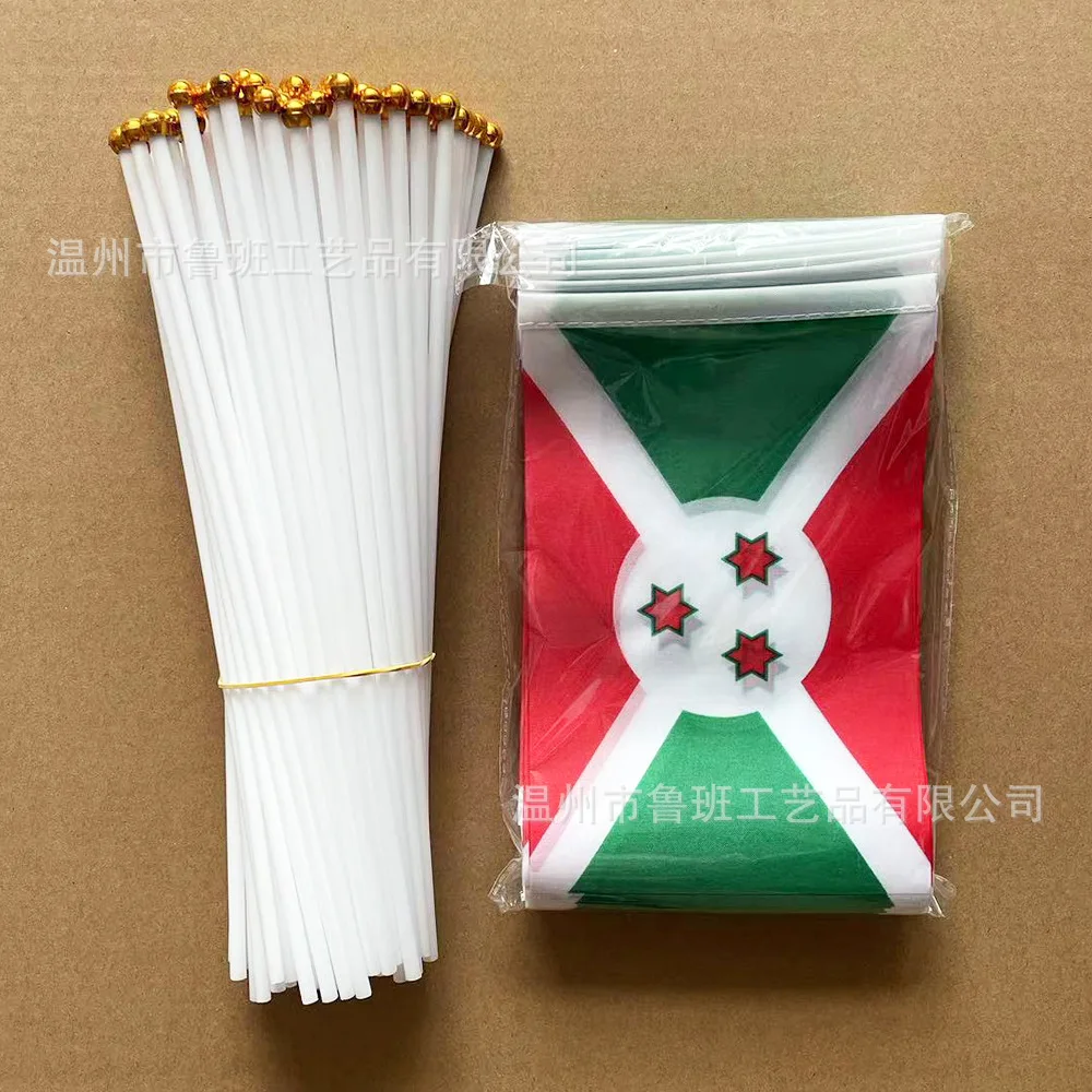 TIKI FLAG Burundi hand flag 14x21cm Polyester Fade-Resistanc