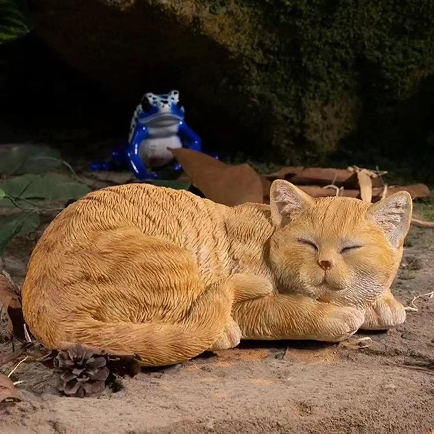 

Garden Decor Cat Statue Outdoor Statue, Cat Figurines Garden Statues & Sculpture Decoration, Sleeping Cat Statue Decor for Patio