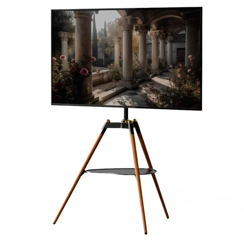 32-65 Inch Movable Studio Stands for Tv Mount Solid Wood Screen Floor Stand Height Adjustable Swivel Tripod TV Brackets e