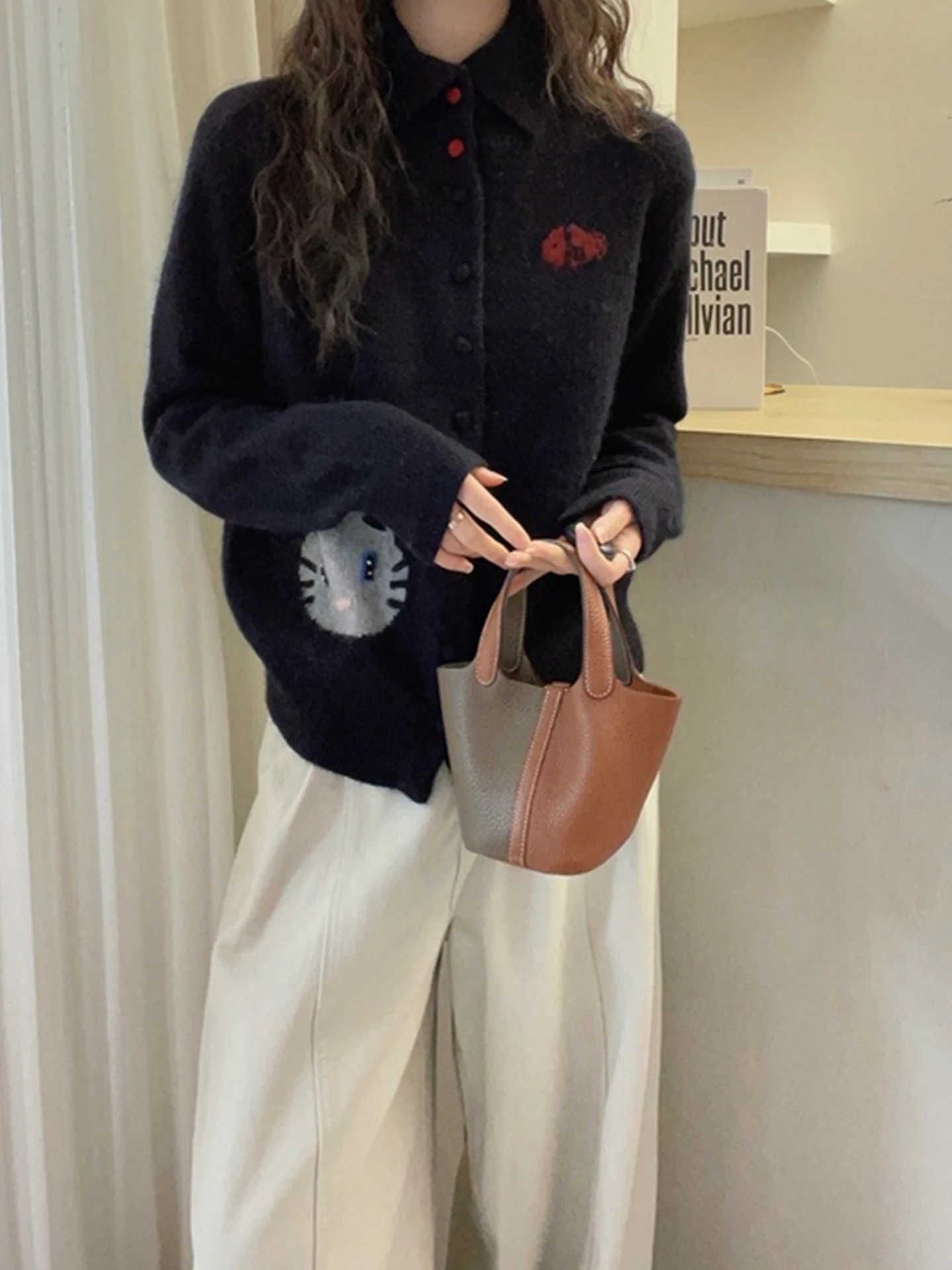 Adorable rétro Thiened femmes tricots couleur Blo hiver trajet pull coréen Sle Long Sve ouvert Cardigan