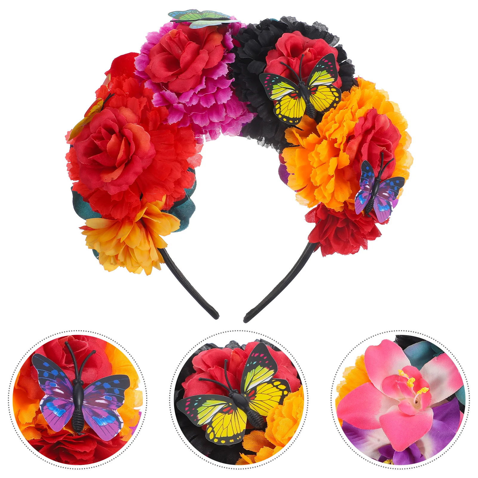 Corona delle fate 3 #   Accessori per costumi messicani Fasce per fiori Cappelli per donne Sposa