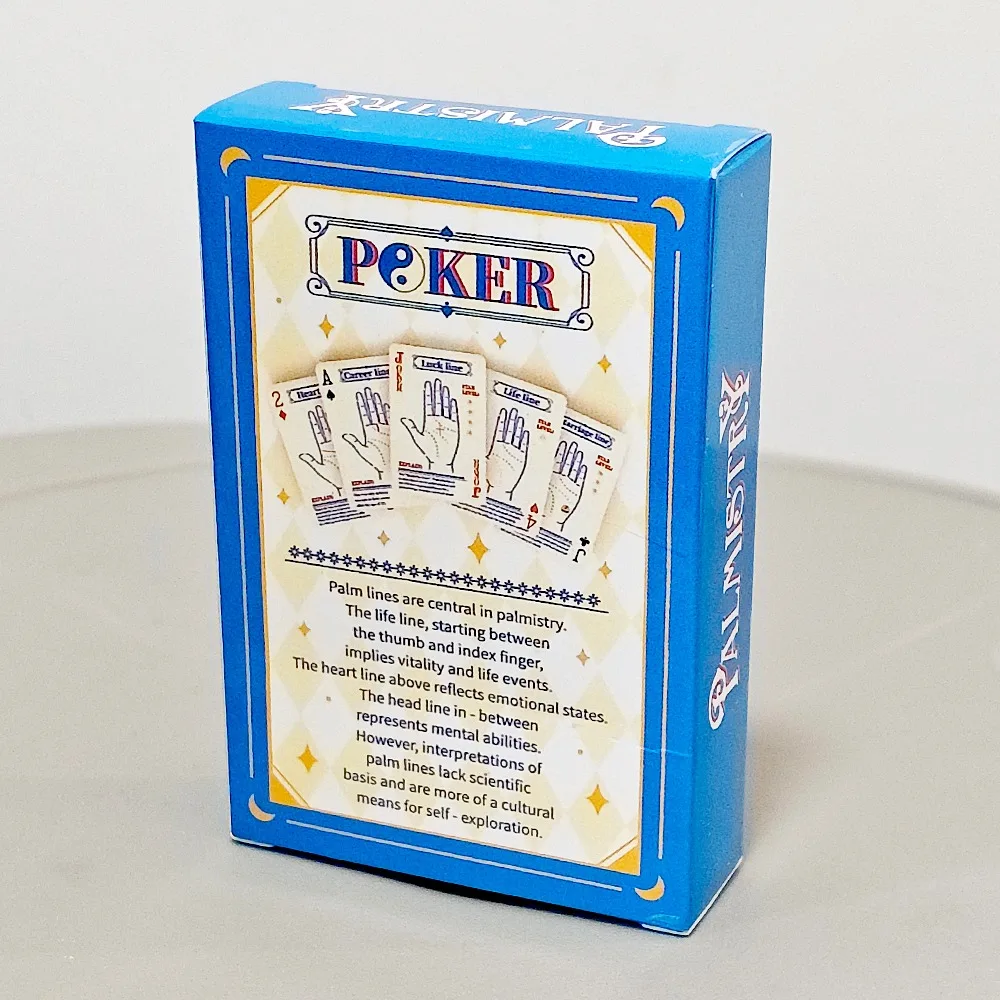 Picture 7: 55-Card Palmistry Poker Deck, Includes Life, Heart, & Wisdom Line Explanations 9*6cm – Blue Yin-Yang Design Backs